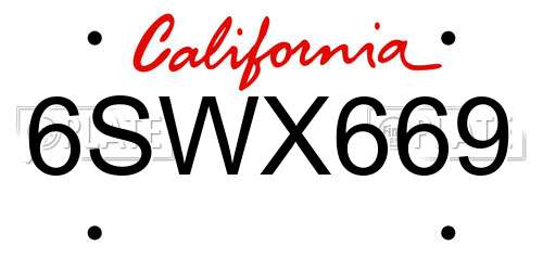 6SWX669 California License Plate