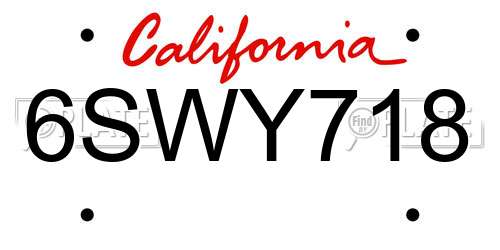6SWY718 California License Plate