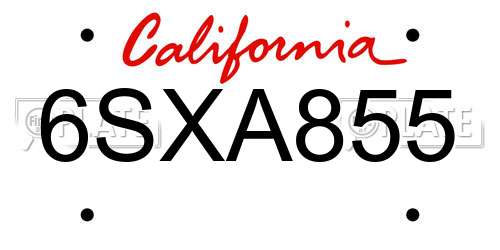 6SXA855 California License Plate