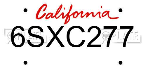 6SXC277 California License Plate