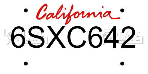 6SXC642 California License Plate
