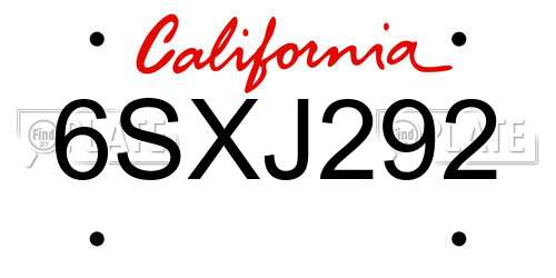 6SXJ292 California License Plate