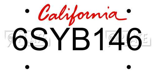 6SYB146 California License Plate