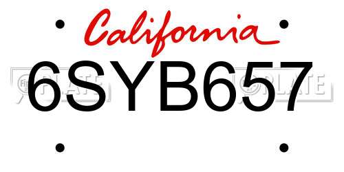 6SYB657 California License Plate