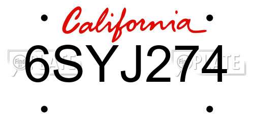 6SYJ274 California License Plate