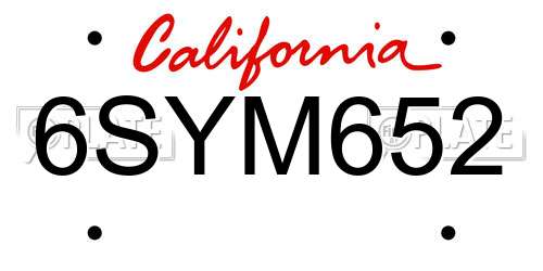 6SYM652 California License Plate