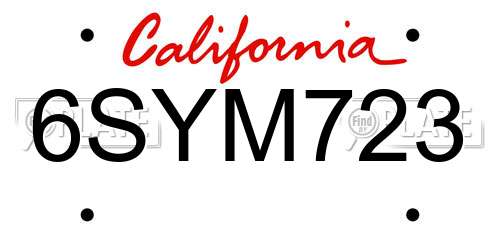 6SYM723 California License Plate