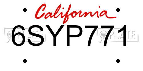 6SYP771 California License Plate