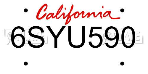 6SYU590 California License Plate