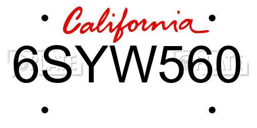 6SYW560 California License Plate