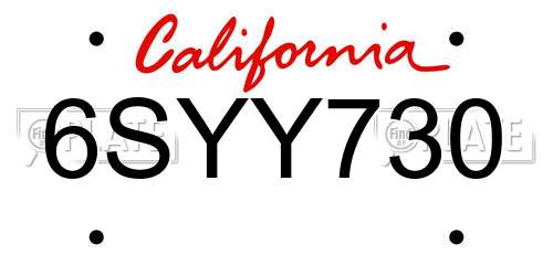 6SYY730 California License Plate