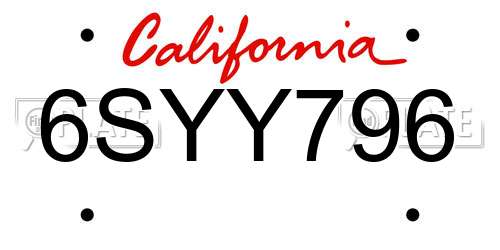 6SYY796 California License Plate