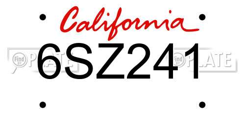 6SZ241 California License Plate