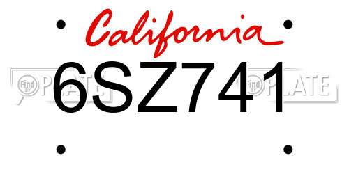 6SZ741 California License Plate