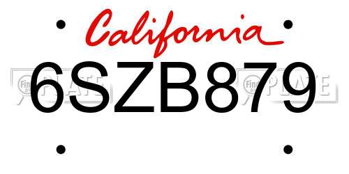 6SZB879 California License Plate