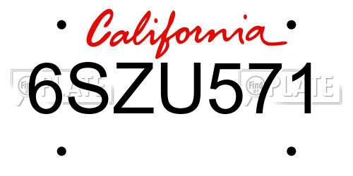 6SZU571 California License Plate