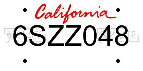 6SZZ048 California License Plate