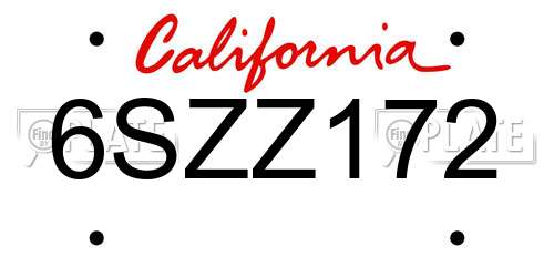 6SZZ172 California License Plate