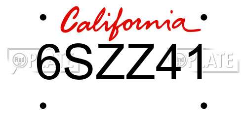 6SZZ41 California License Plate