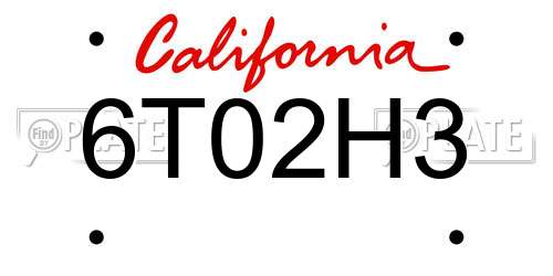 6T02H3 California License Plate
