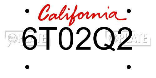 6T02Q2 California License Plate