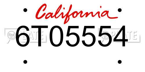 6T05554 California License Plate