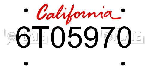 6T05970 California License Plate