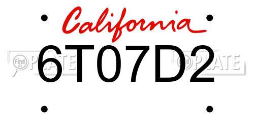 6T07D2 California License Plate