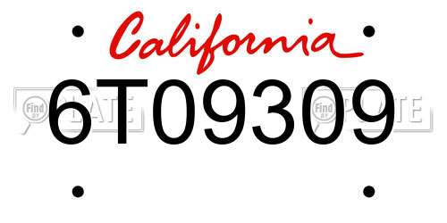 6T09309 California License Plate