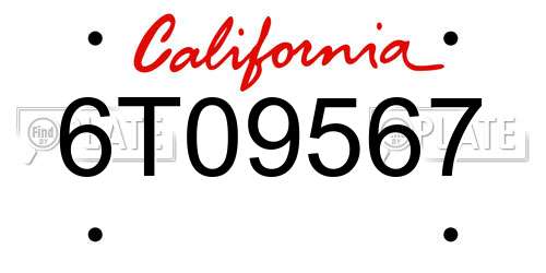 6T09567 California License Plate