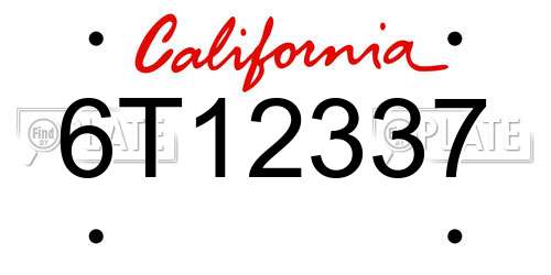 6T12337 California License Plate