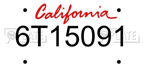 6T15091 California License Plate