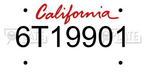 6T19901 California License Plate