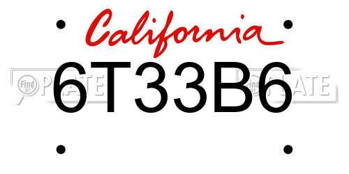 6T33B6 California License Plate