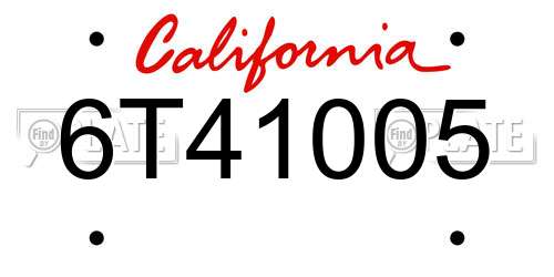 6T41005 California License Plate