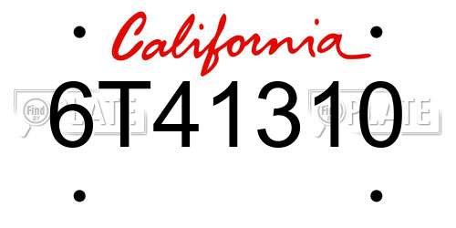 6T41310 California License Plate