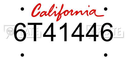 6T41446 California License Plate