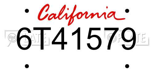 6T41579 California License Plate
