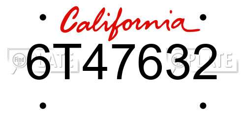6T47632 California License Plate