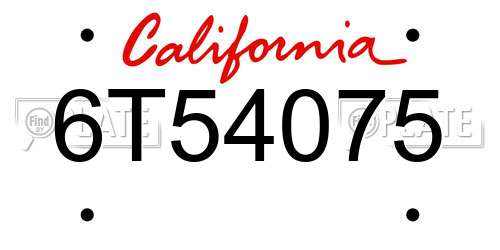 6T54075 California License Plate
