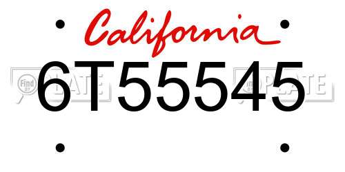 6T55545 California License Plate