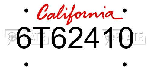 6T62410 California License Plate