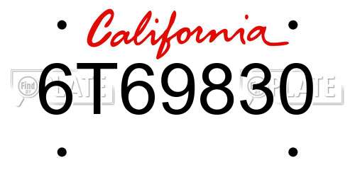 6T69830 California License Plate