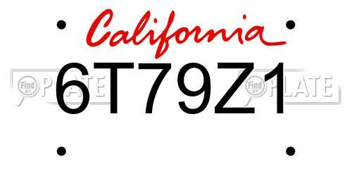 6T79Z1 California License Plate