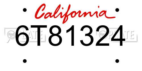 6T81324 California License Plate