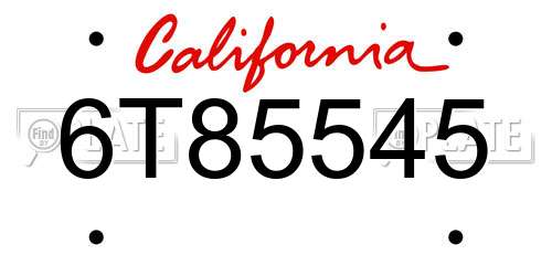 6T85545 California License Plate