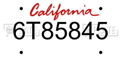 6T85845 California License Plate