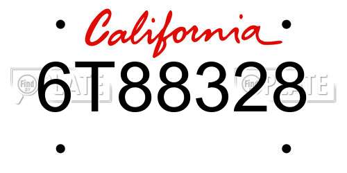 6T88328 California License Plate