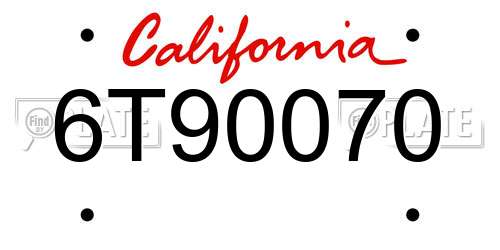 6T90070 California License Plate