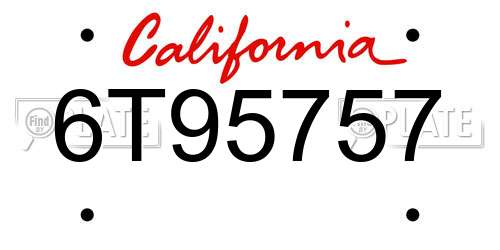 6T95757 California License Plate